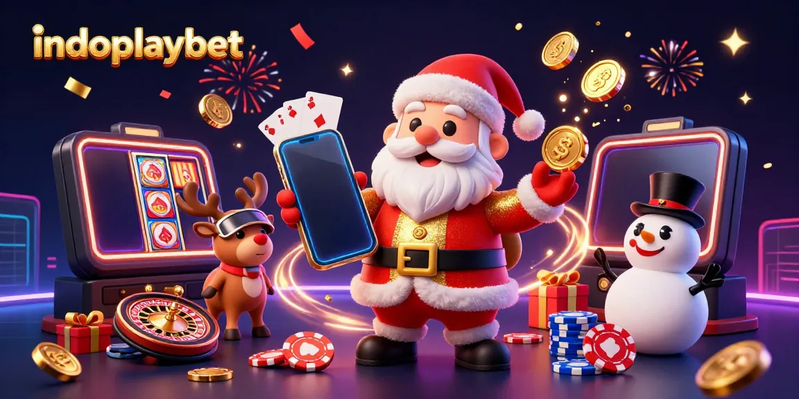 Merayakan kemenangan di indoplaybet dengan karakter kasino Santa Claus dan teman-temannya.