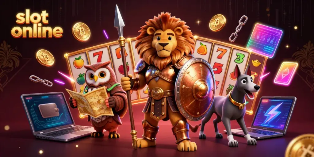 Spin to win with dynamic slot online action featuring a Spartan lion, tactical owl, and greyhound messenger.