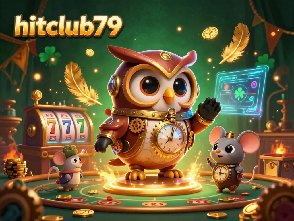 Join the excitement at hitclub79 with vibrant casino games and characters in a dynamic 3D scene.