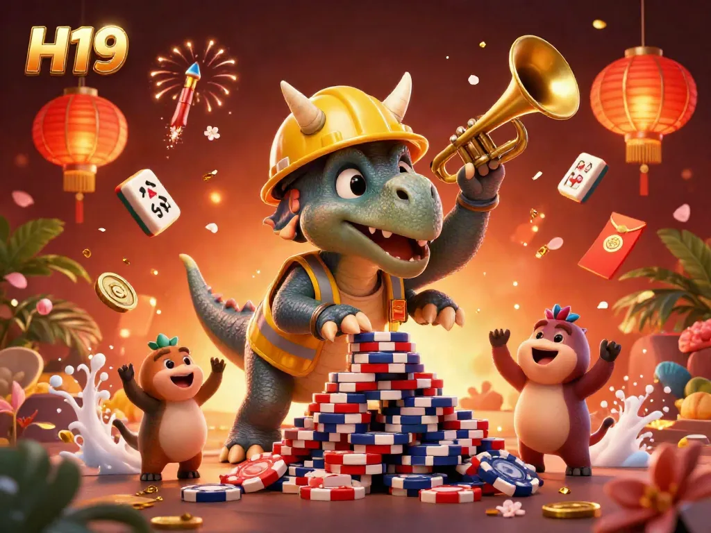 Experience thrilling gameplay with H19 in this vibrant 3D casino celebration scene.