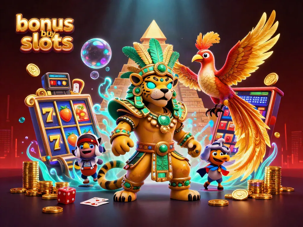 Engage in thrilling bonus buy slots gameplay with dynamic characters and casino elements.