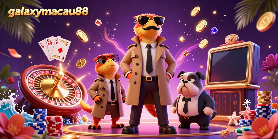 Experience the excitement at galaxymacau88 with three raptors in disguise entering a VIP casino lounge.