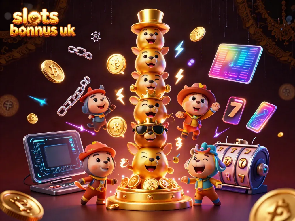 Experience slots where you can buy bonus uk at this vibrant 3D casino illustration, highlighting dynamic casino elements.