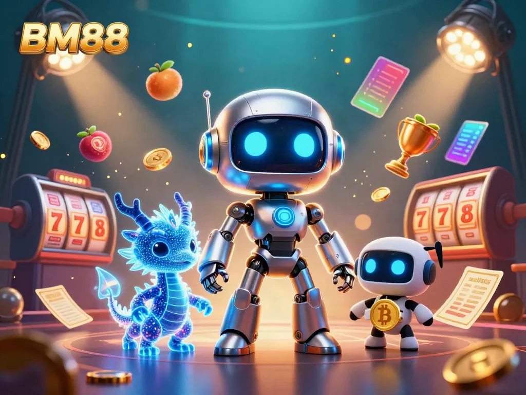 Experience exciting casino adventures with BM88, featuring futuristic characters and vibrant gambling elements.