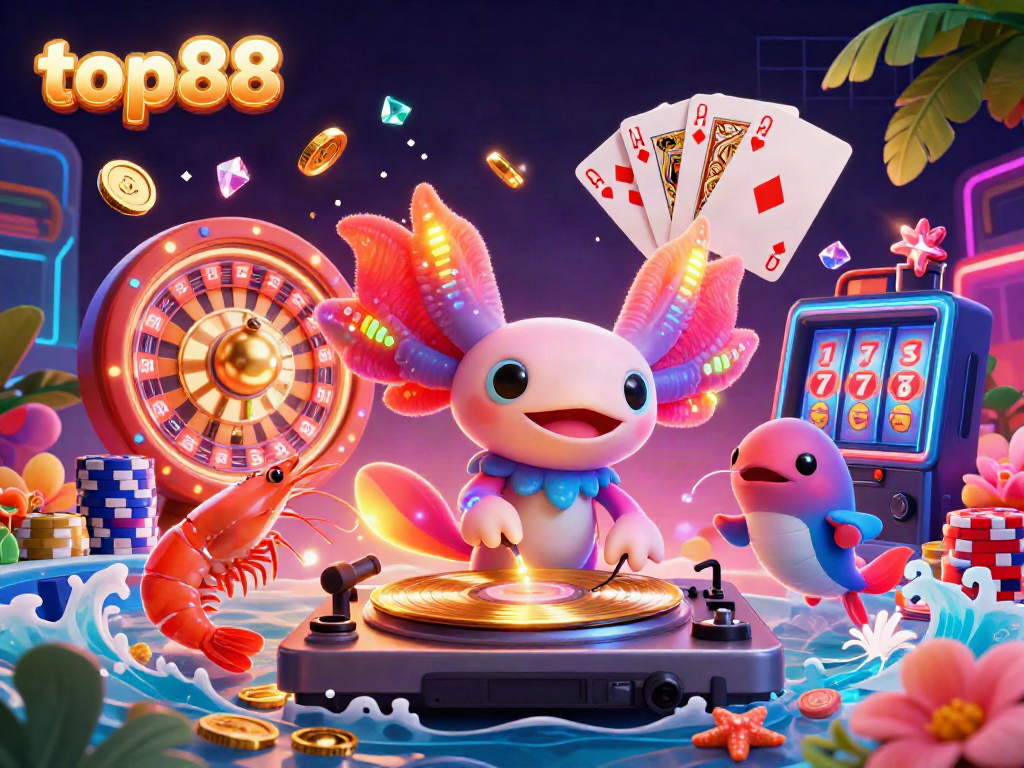 Join the excitement at top88 with vibrant casino characters celebrating winnings in a dynamic underwater scene.