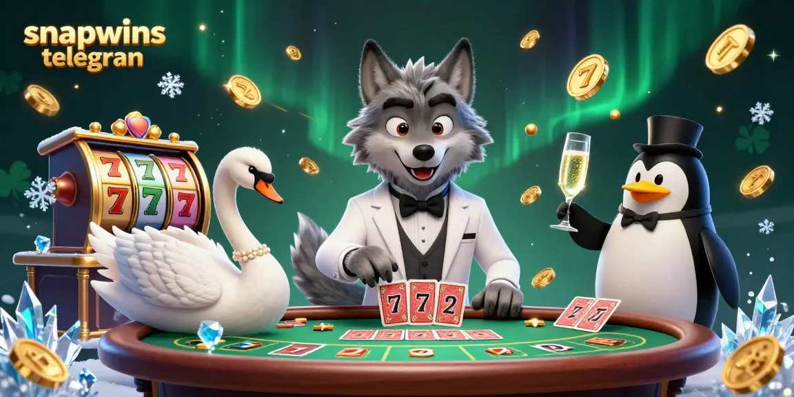 Celebrate with snapwins telegram at a vibrant casino-themed gathering featuring unique characters and gaming elements.