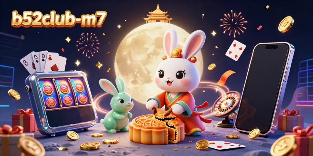 Engage with the b52club-m7 themed digital casino artwork featuring vibrant characters and exciting game elements.