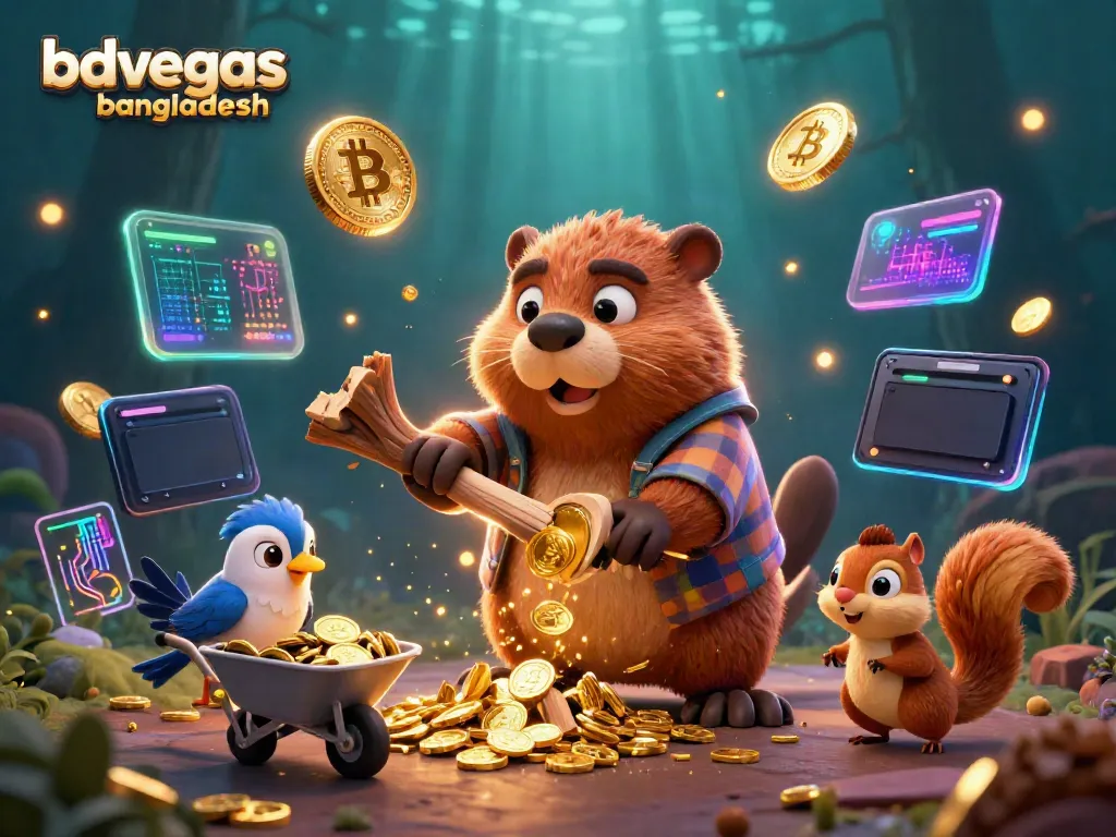 Experience exhilarating gaming at bdvegas bangladesh with vibrant golden coins and lively casino characters.