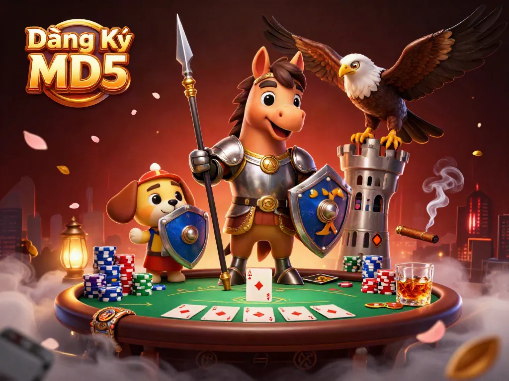 Experience thrilling gameplay with Đăng Ký Tài Xỉu MD5, featuring dynamic poker elements and medieval characters.