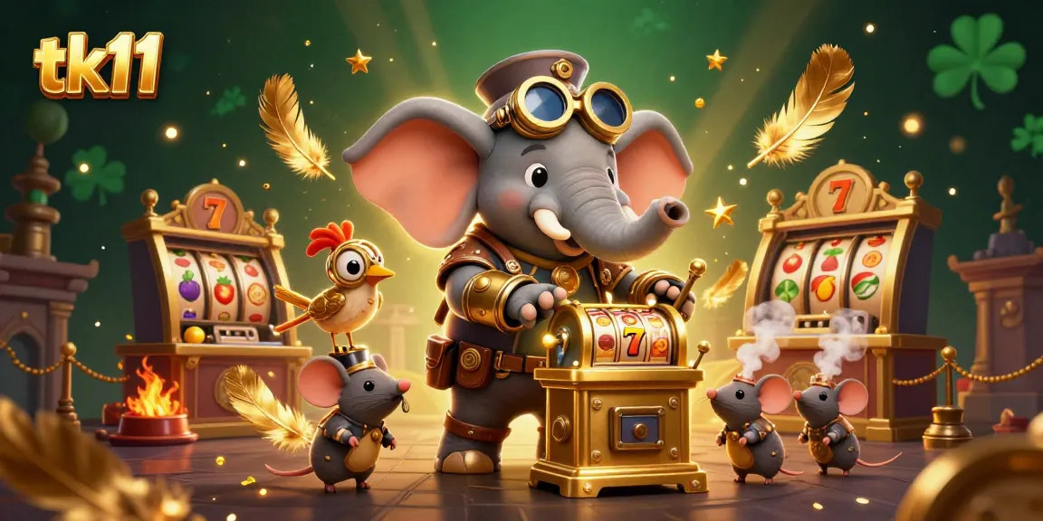 Engage with thrilling tk11 slot action featuring a vibrant steampunk elephant engineer.