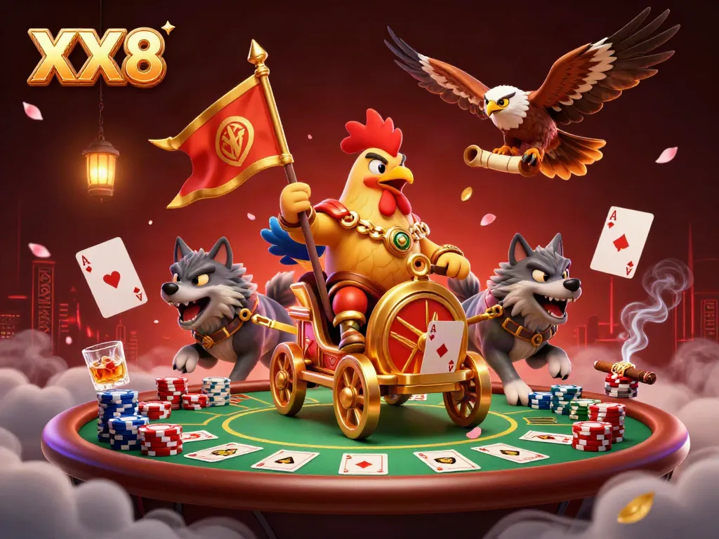 Engage with the exciting casino atmosphere at XX8 with vibrant characters and gaming elements.