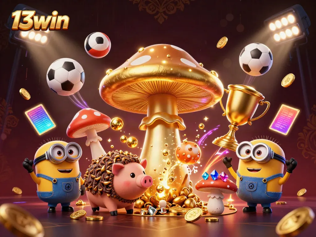 Experience the excitement of 13win with vibrant wizardry and dynamic sports elements in a captivating scene.