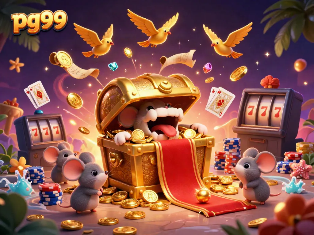 Experience thrilling adventures with pg99 in this vibrant casino illustration.