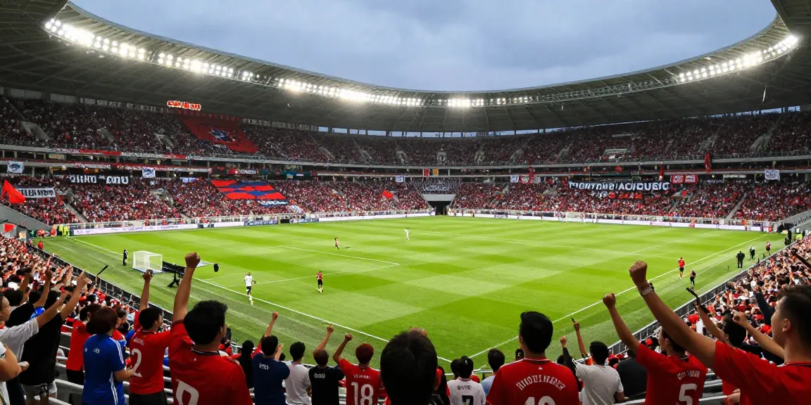 Exciting scene of a packed stadium during a thrilling TOP10FOOTBALL match showcasing players and passionate fans.
