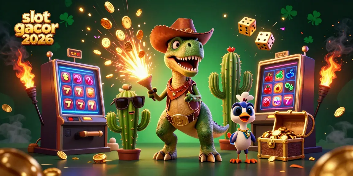 Slot gacor 2026: Dinosaur cowboy dan teman-temannya merayakan jackpot kasino yang luar biasa!