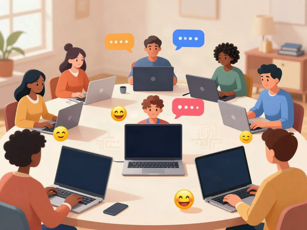 Engaging scene of free AI sex chat conversations on various devices in a cozy home setting.