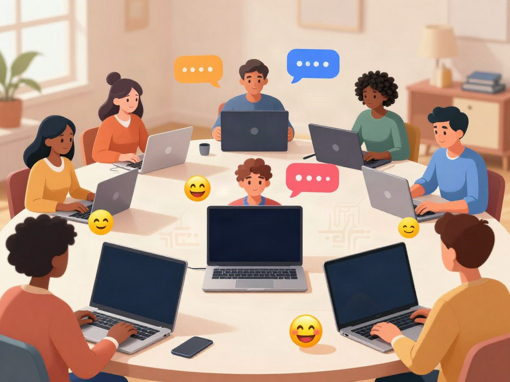Engaging scene of free AI sex chat conversations on various devices in a cozy home setting.