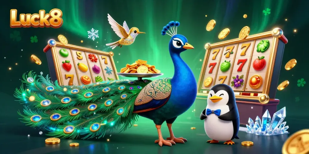 Luck8 offers immersive slot gaming visuals with vibrant characters, festive elements, and dynamic action.