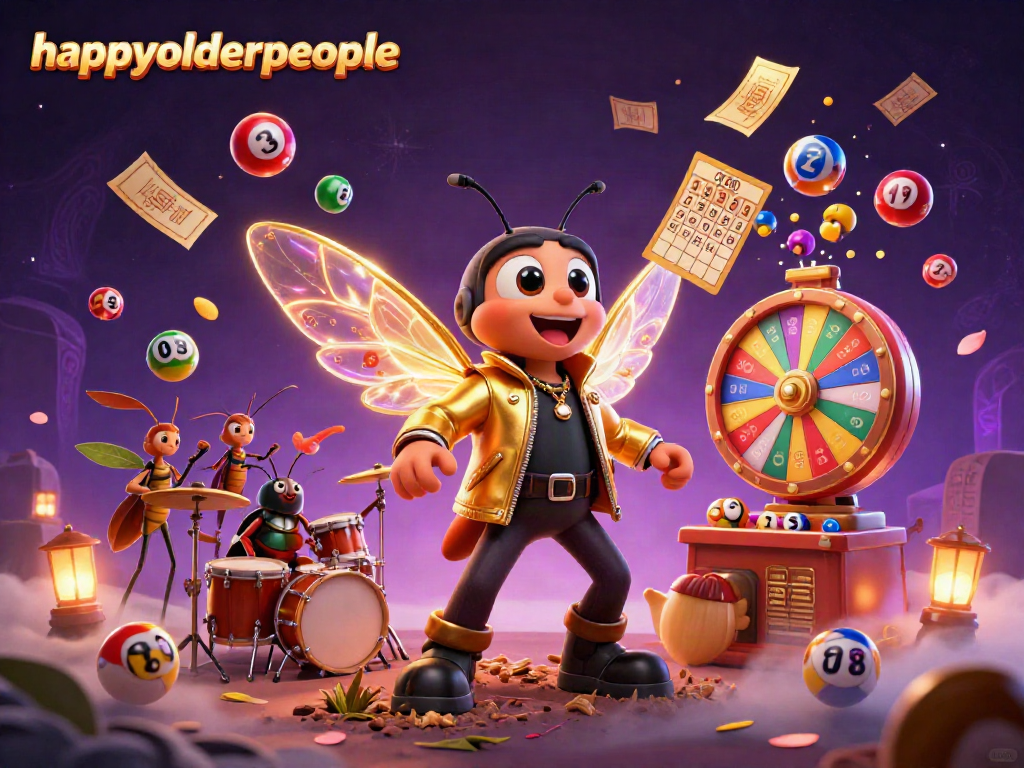 Experience the thrill of online gaming with happyolderpeople featuring dynamic lottery elements surrounded by vibrant characters.