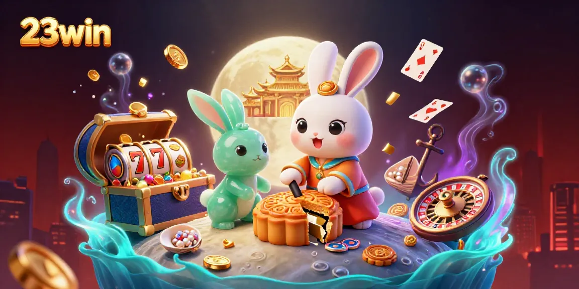 Experience the thrill of 23win's vibrant casino world with playful rabbit characters and rich gaming elements.