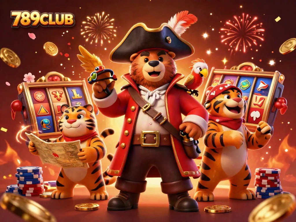 Join the adventure with 789CLUB as the pirate captain bear and tiger first mate conquer the casino!