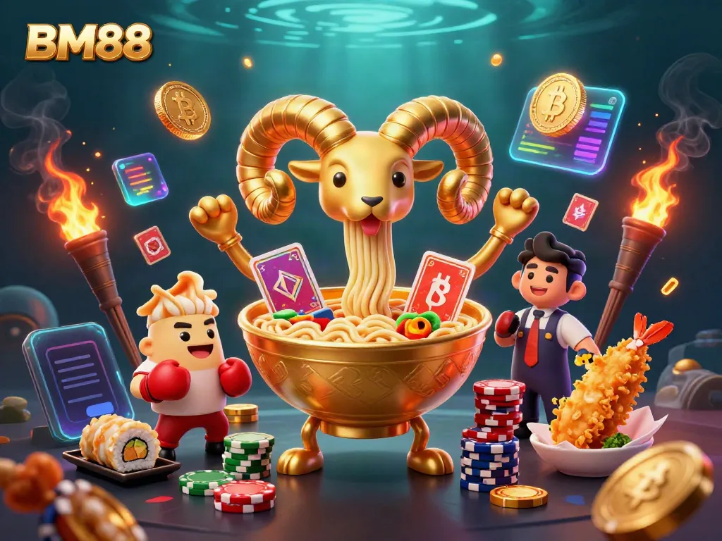 Engaging scene of BM88’s dynamic 3D characters in a casino atmosphere, showcasing vibrant gambling elements.