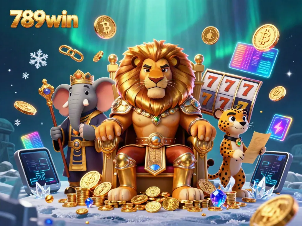 Experience thrilling slots and jackpots at 789win with cartoon characters exploring a vibrant casino world.