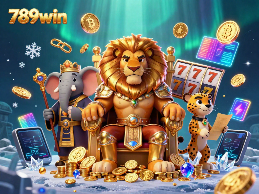 Experience thrilling slots and jackpots at 789win with cartoon characters exploring a vibrant casino world.