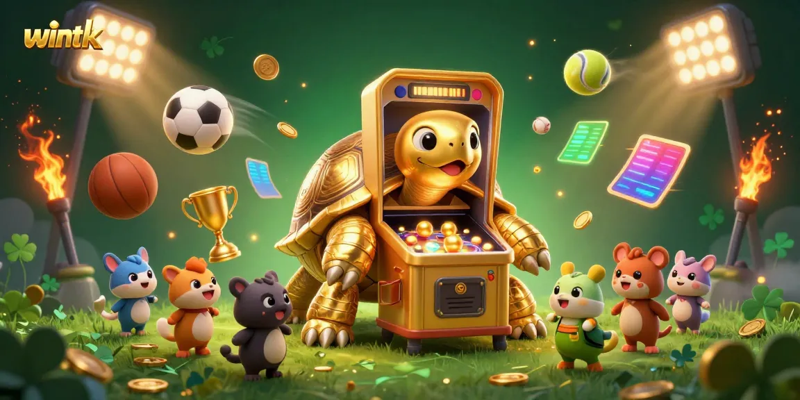Experience the thrill of gaming with wintk's golden tortoise and lively sports elements.