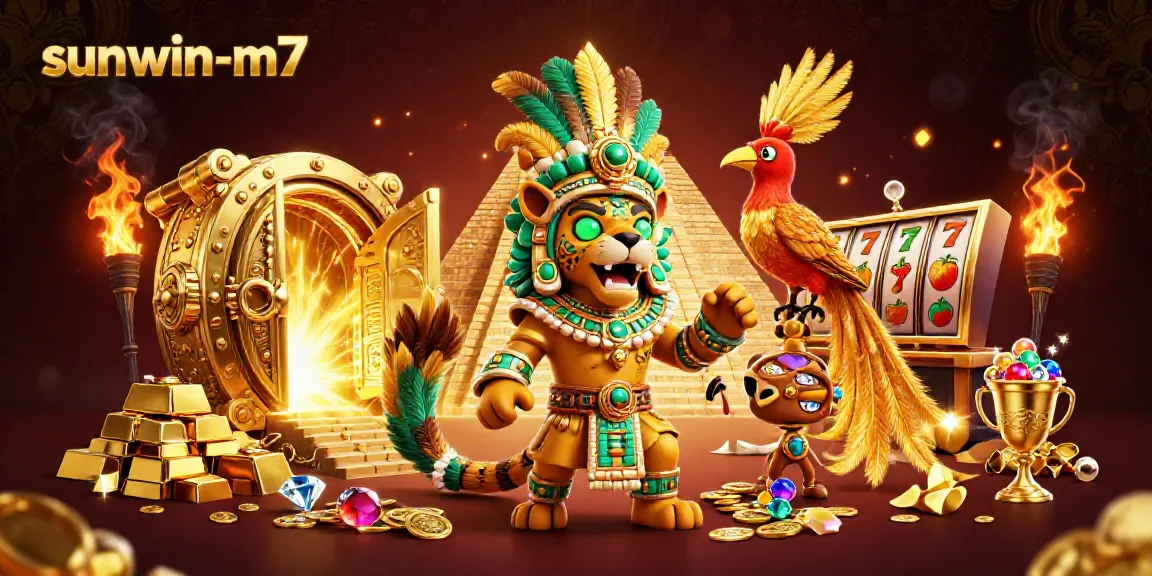 Experience the thrill of online gaming with sunwin-m7's vibrant casino scene featuring rich treasures and dynamic slot elements.