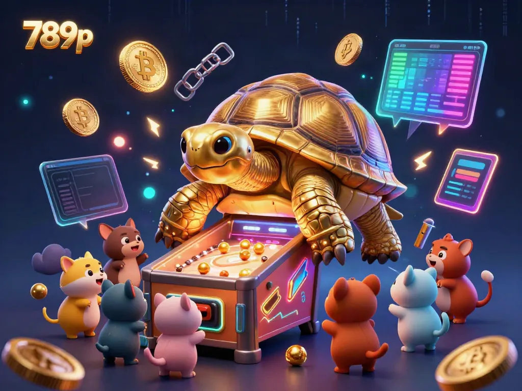 Engage with exciting gameplay at 789p, featuring a colossal golden tortoise and animated pinball action.