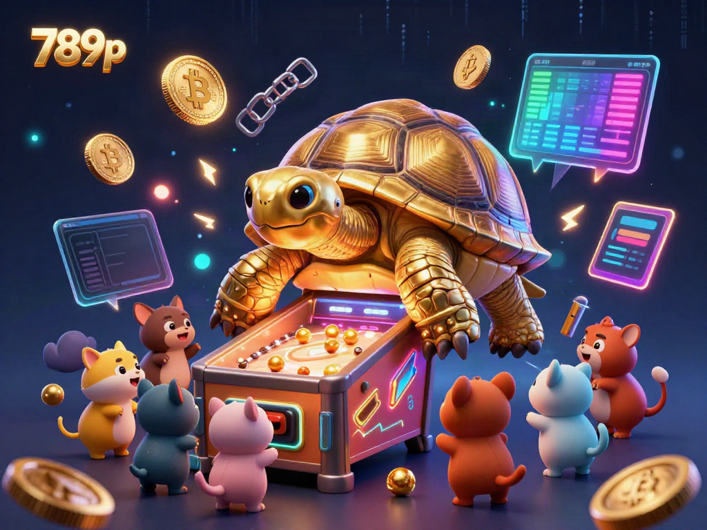 Engage with exciting gameplay at 789p, featuring a colossal golden tortoise and animated pinball action.