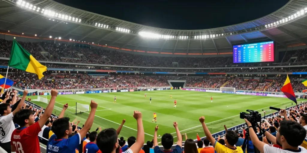 Fans passionately cheering at a CAKHIATV Full HD soccer match with updated fixtures and schedules.