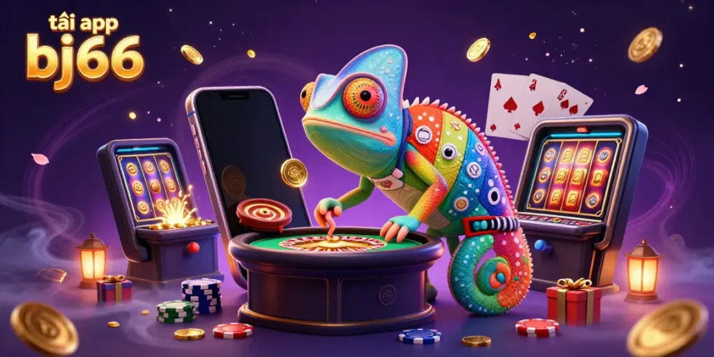 Tải app bj66 và khám phá thế giới casino sôi động với chameleon 3D và nhiều trò chơi hấp dẫn.